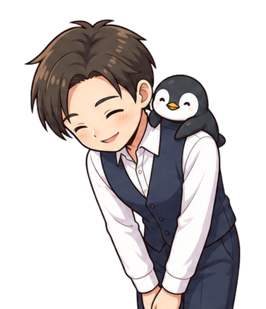 おじぎをするヨンサンとペンギン