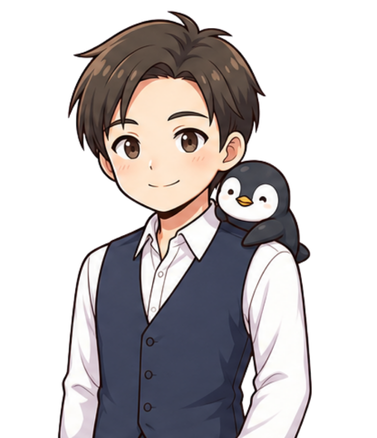 ほほえむヨンサンとペンギン